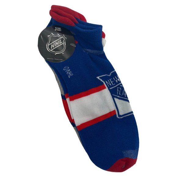 NHL | Men's New York Ranger Socks | 3 Pack | Blue, Grey & White | Size 10-13 - Picture 3 of 3